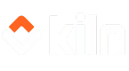 Kiln logo with an orange and black geometric icon and the word 'kiln' in lowercase white letters.